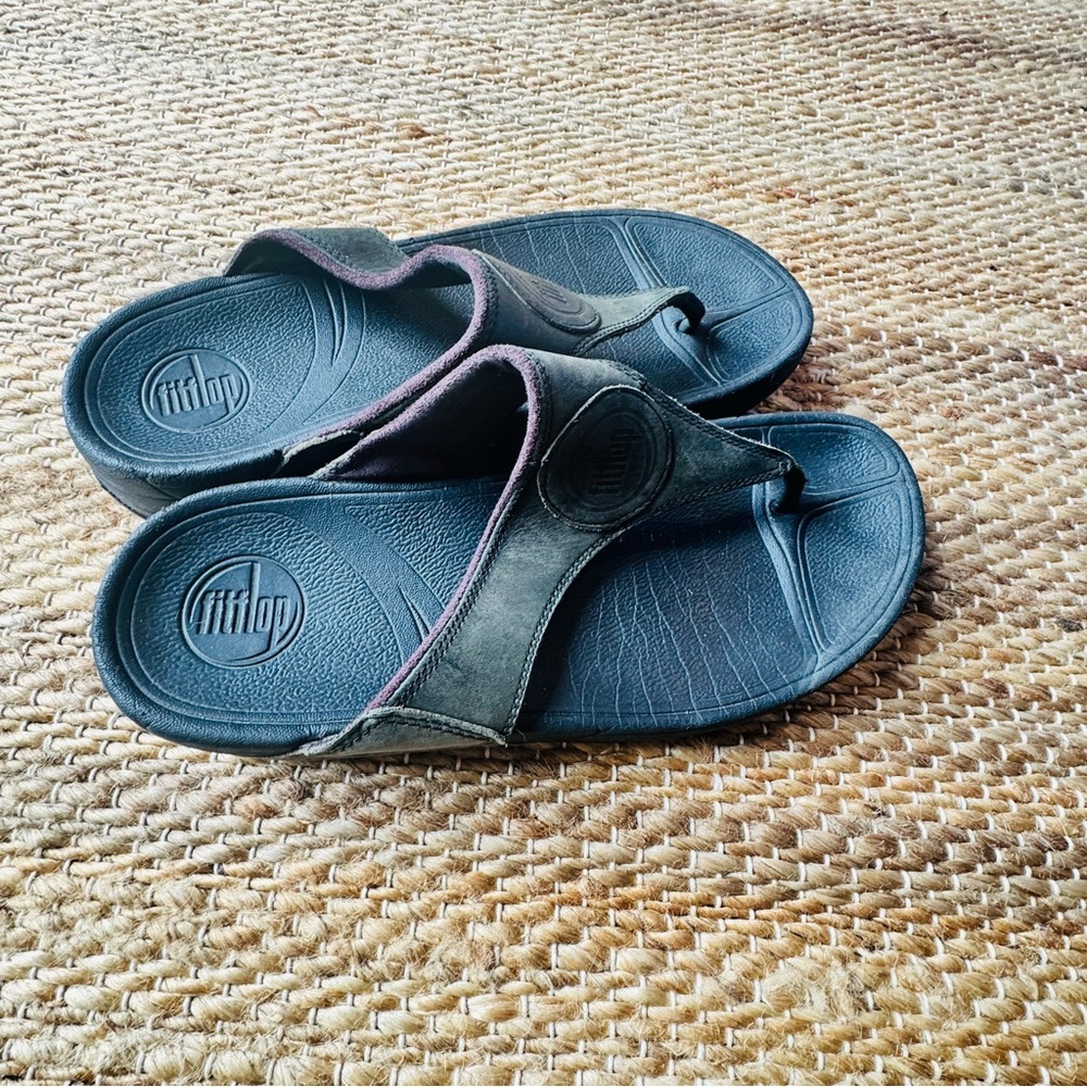 Fit Flop Womens Walkstar Black Slip On Thong Sandals US 7